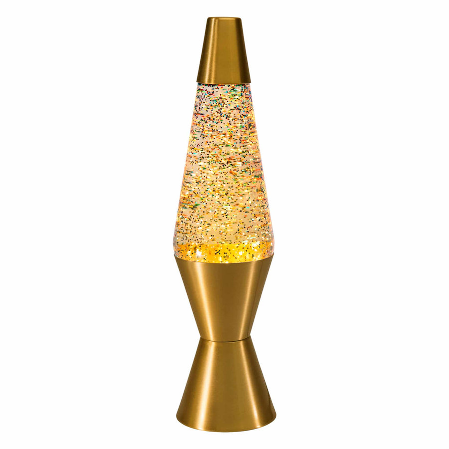 14.5" LAVA LAMP RAINBOW GLITTER - CLEAR/GOLD [AFOF]